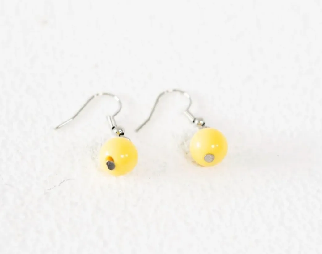 Yellow Ball Earrings