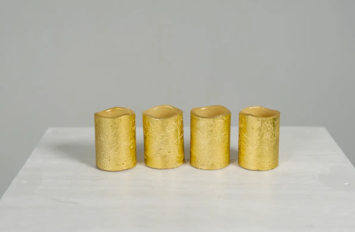 Gold LED Candles with Decorative Detail