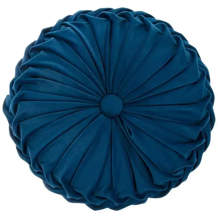 Blue Velvet Round Pillow