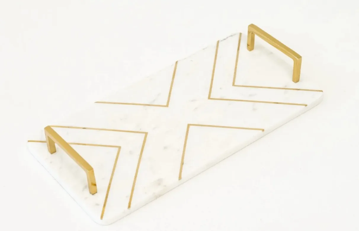 White and Gold Marble Tray