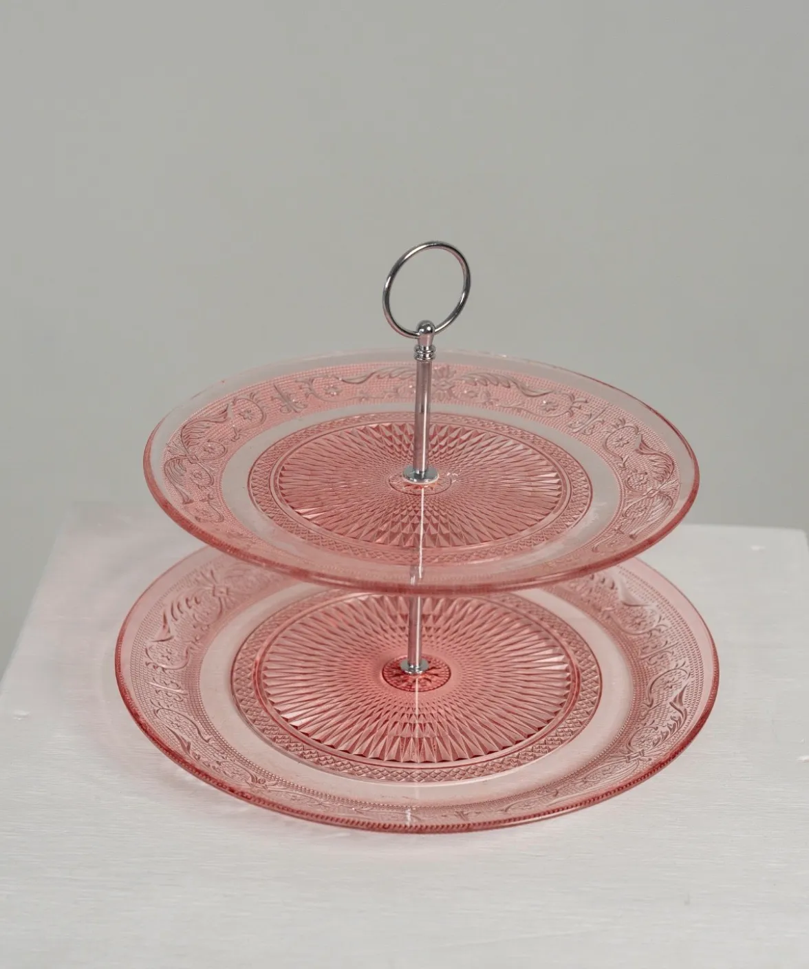 Pink Two-Tier Serving Tray