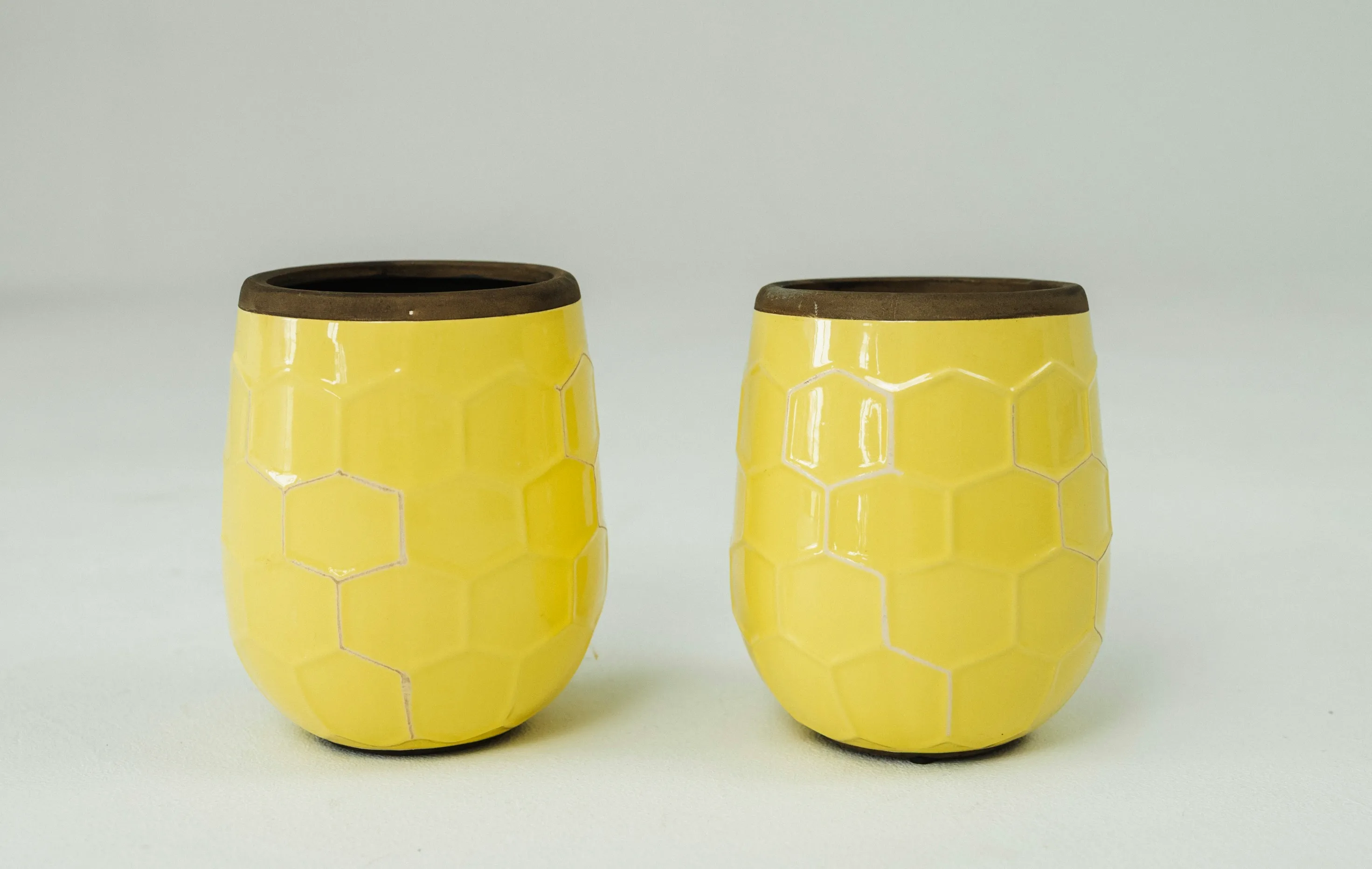 Yellow Honeycomb Pots 