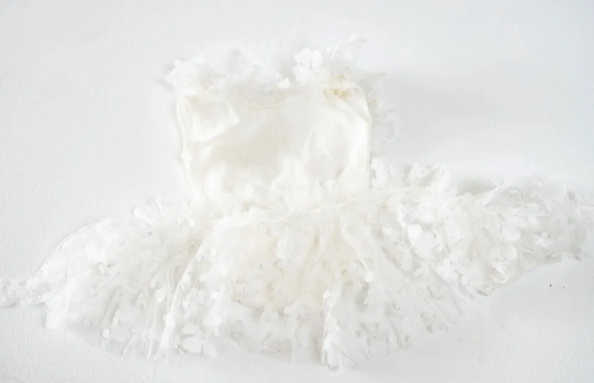 White Onesie with Fluffy Tutu