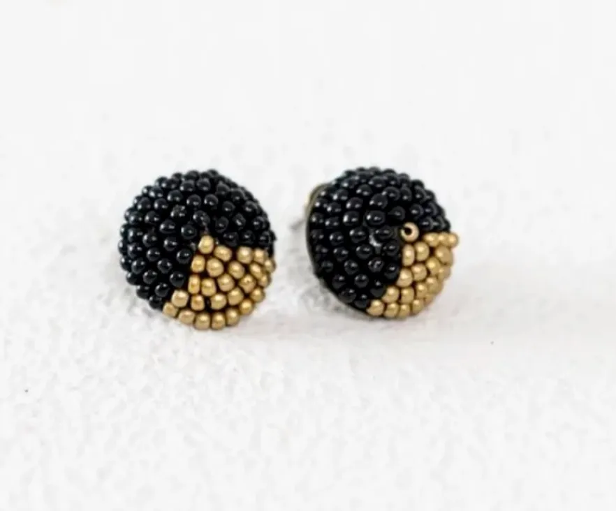 Black & Gold Beaded Earrings