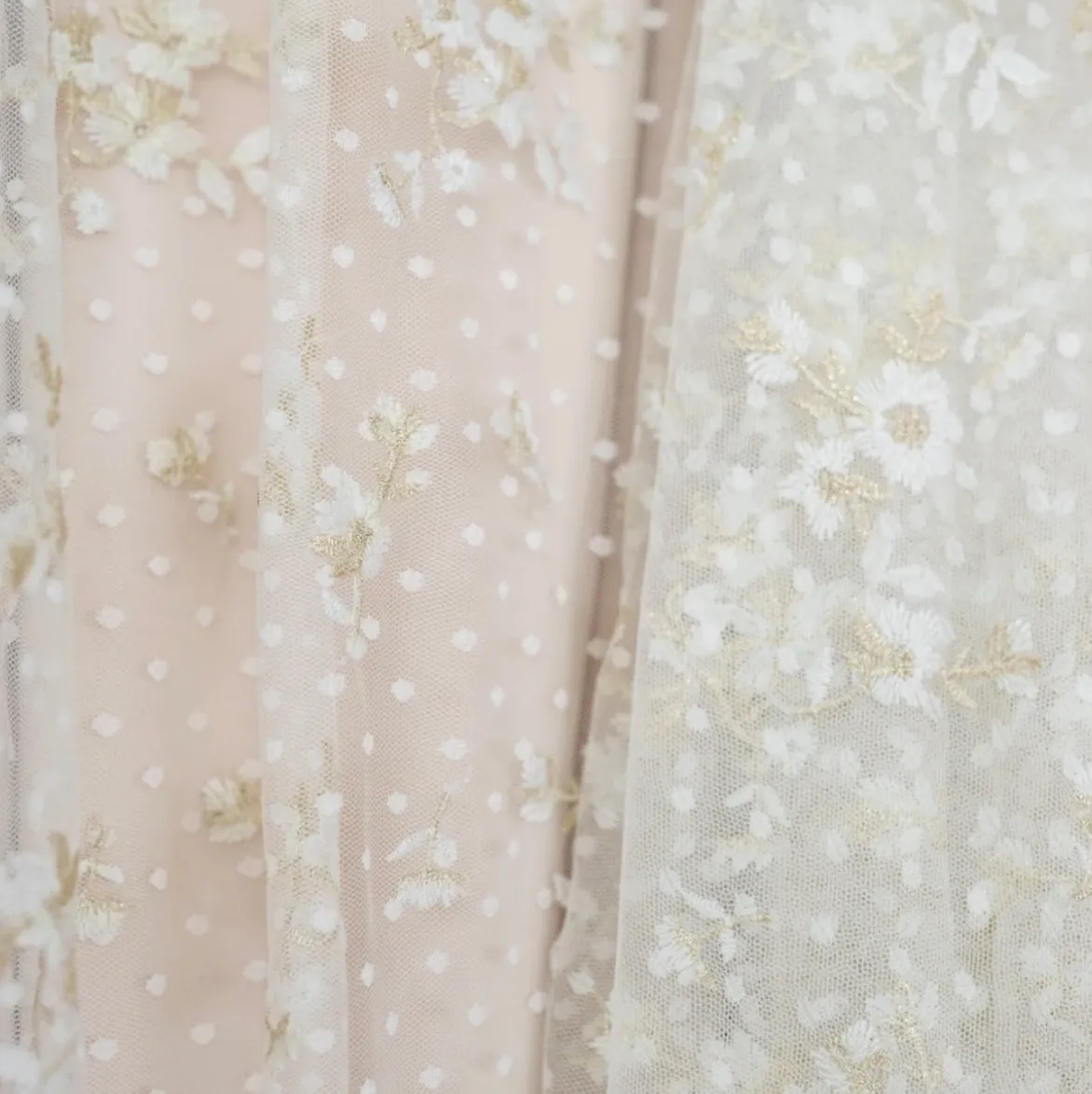 Off White Sheer Fabric with Florals