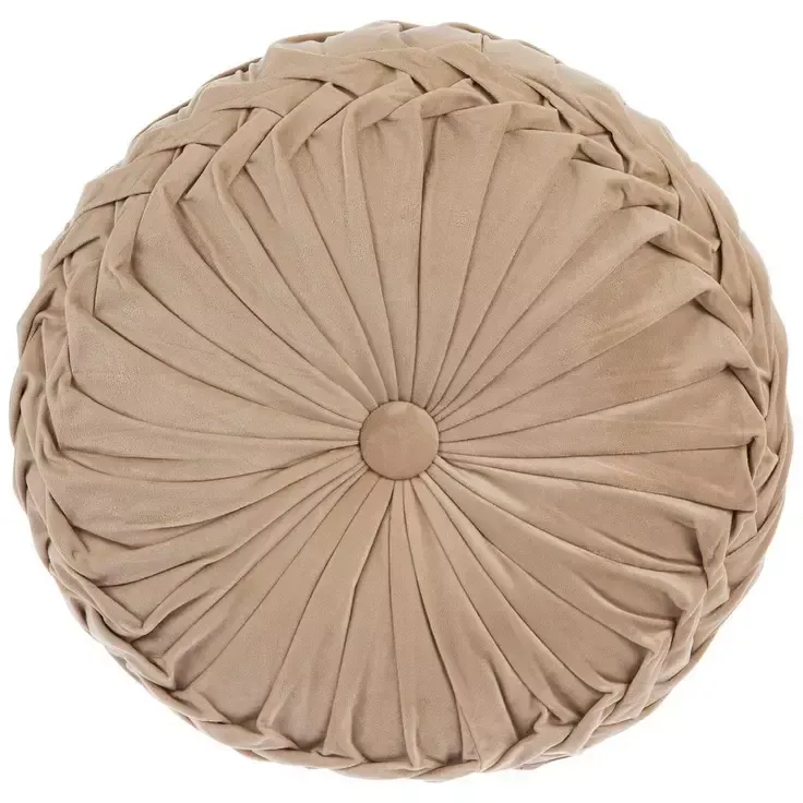 Cream Velvet Round Pillow