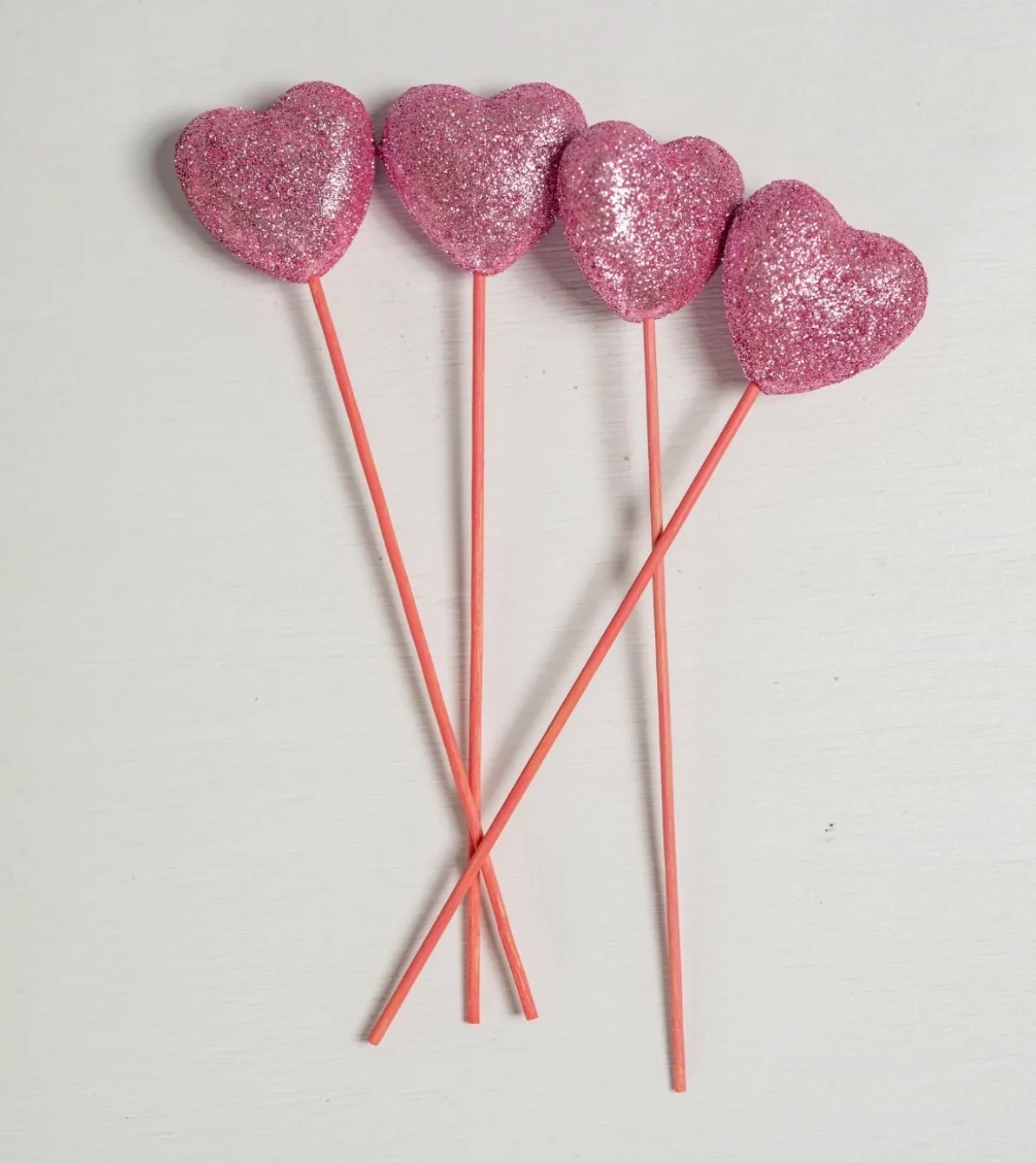 Pink Glitter Heart Sticks
