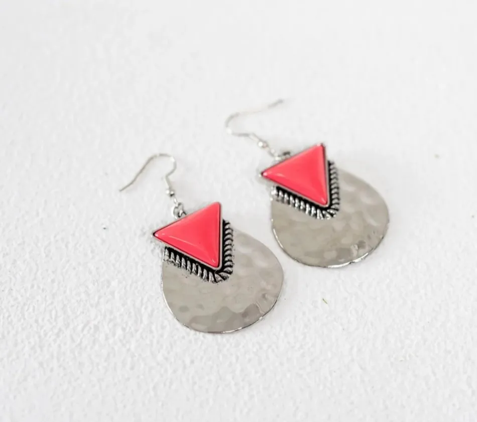 Pink Metal Earrings