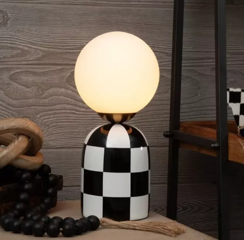 Black and White Checkered Lamp