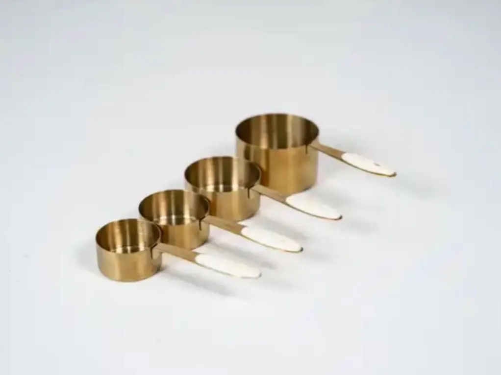 Gold and White Measuring Cups