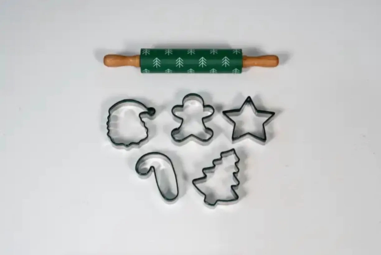 Green Rolling Pin and Cookie Cutters