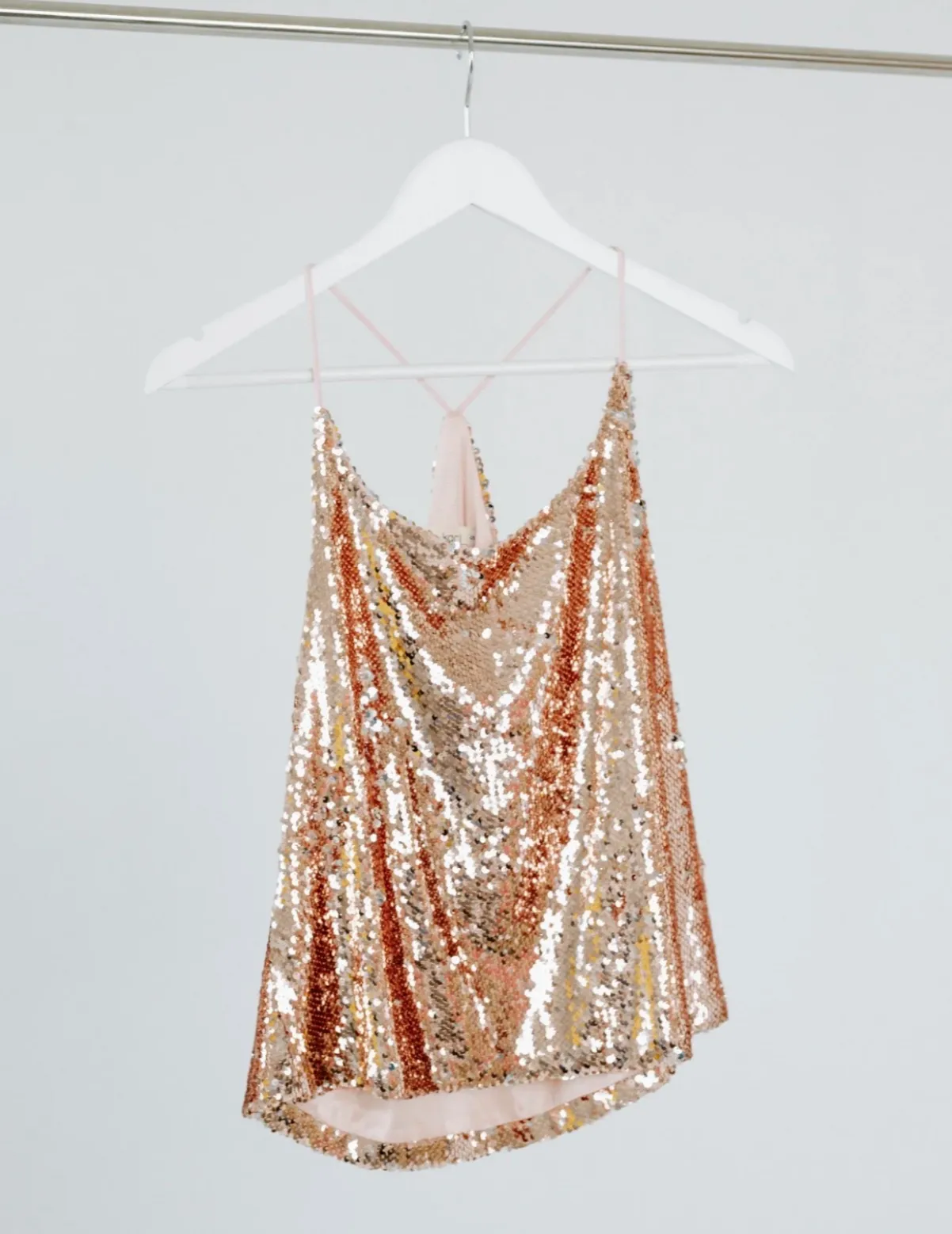 Sequin Rose Gold Top | Size S