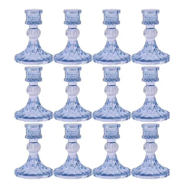 Light Blue Crystal Candle Holders (Qty. 24) 