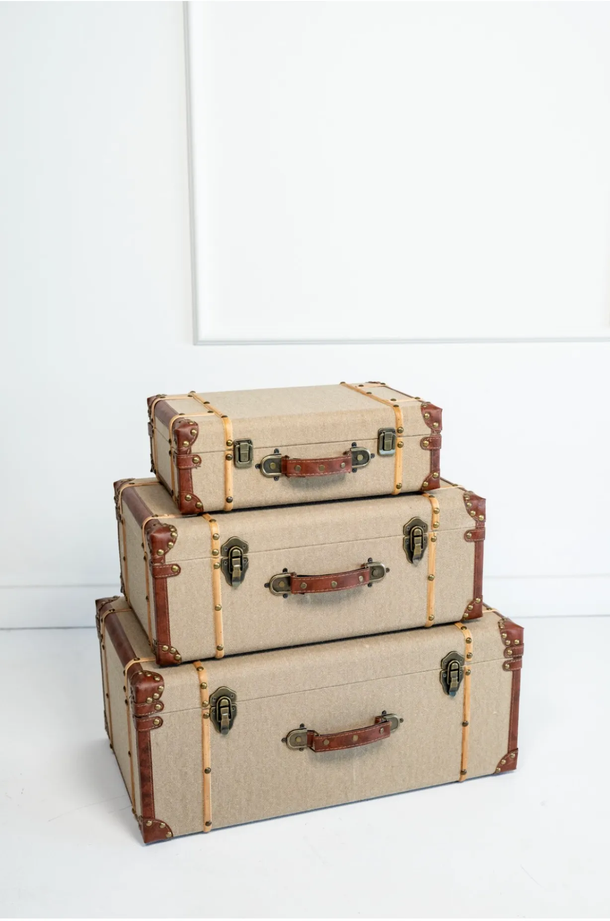 Tan Stacking Luggage Set