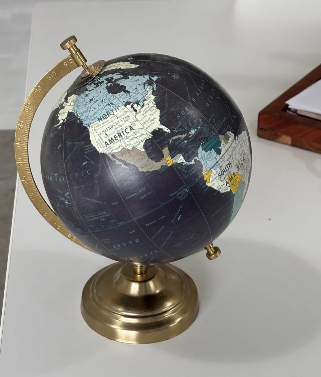 World Globe (Navy Blue w/ Gold Accents)