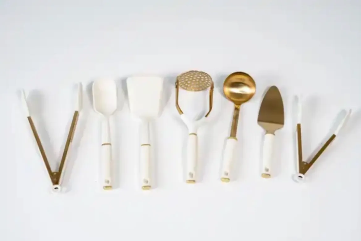 White and Gold Cooking Utensils