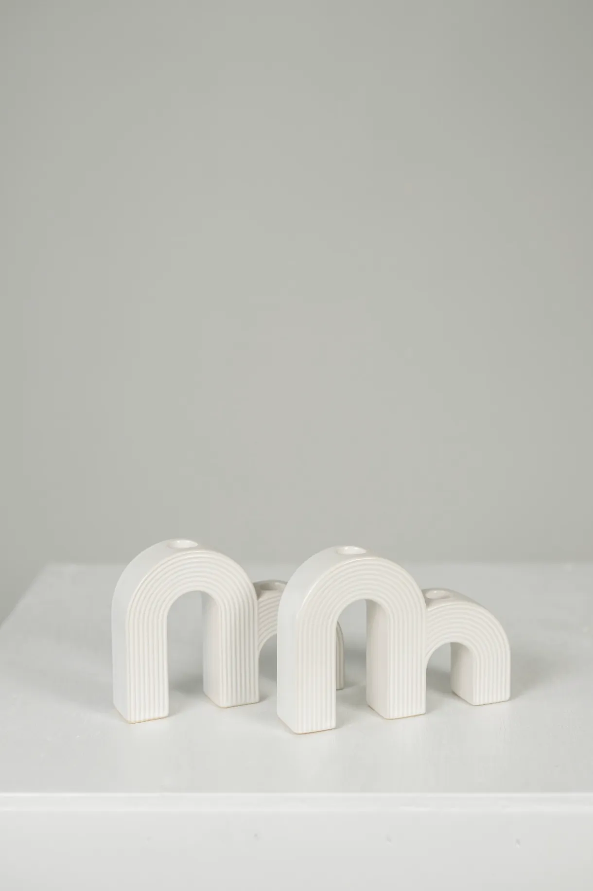 Modern White Candle Holders (Curved)