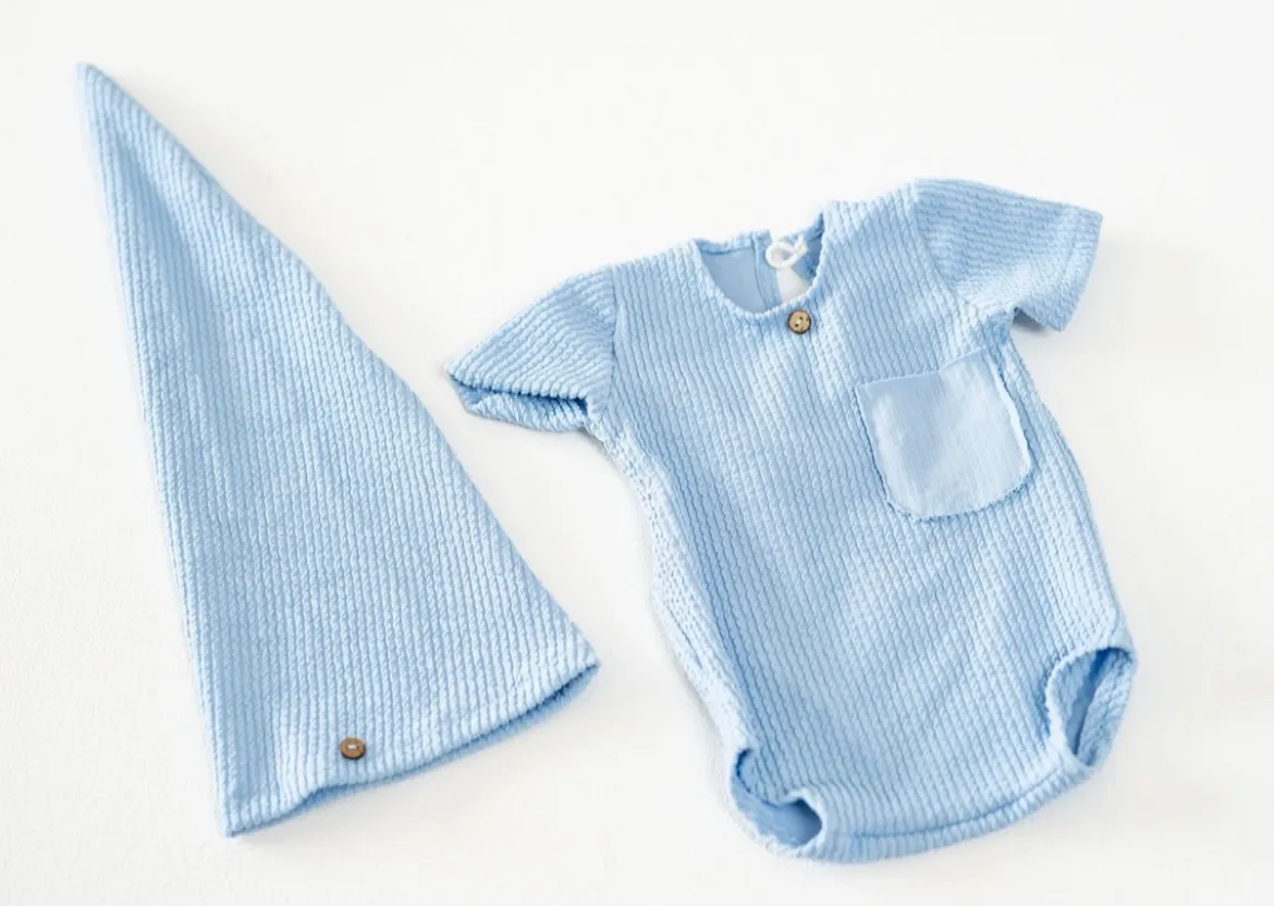 Blue Onesie with Pocket & Hat