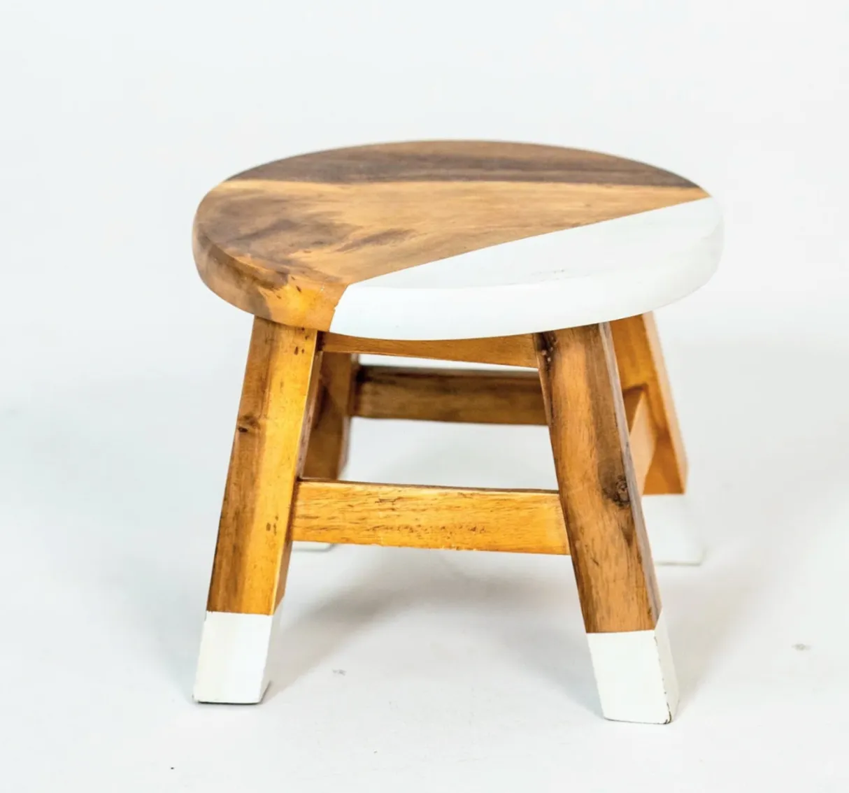 Wood & White Stool