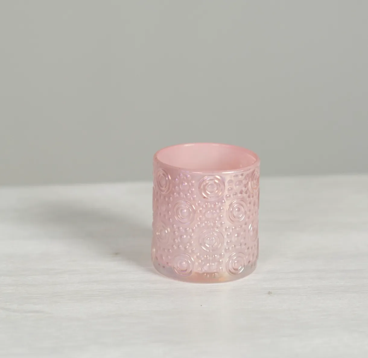 Pink Candle Holder w/ Circular Patterns