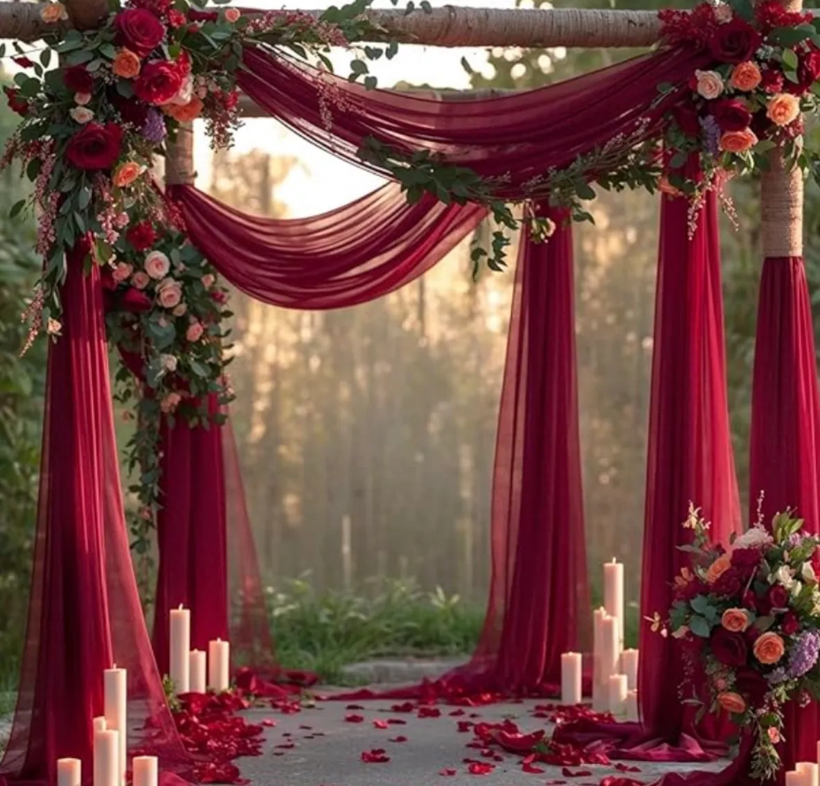Dark Red Sheer Draping Fabric