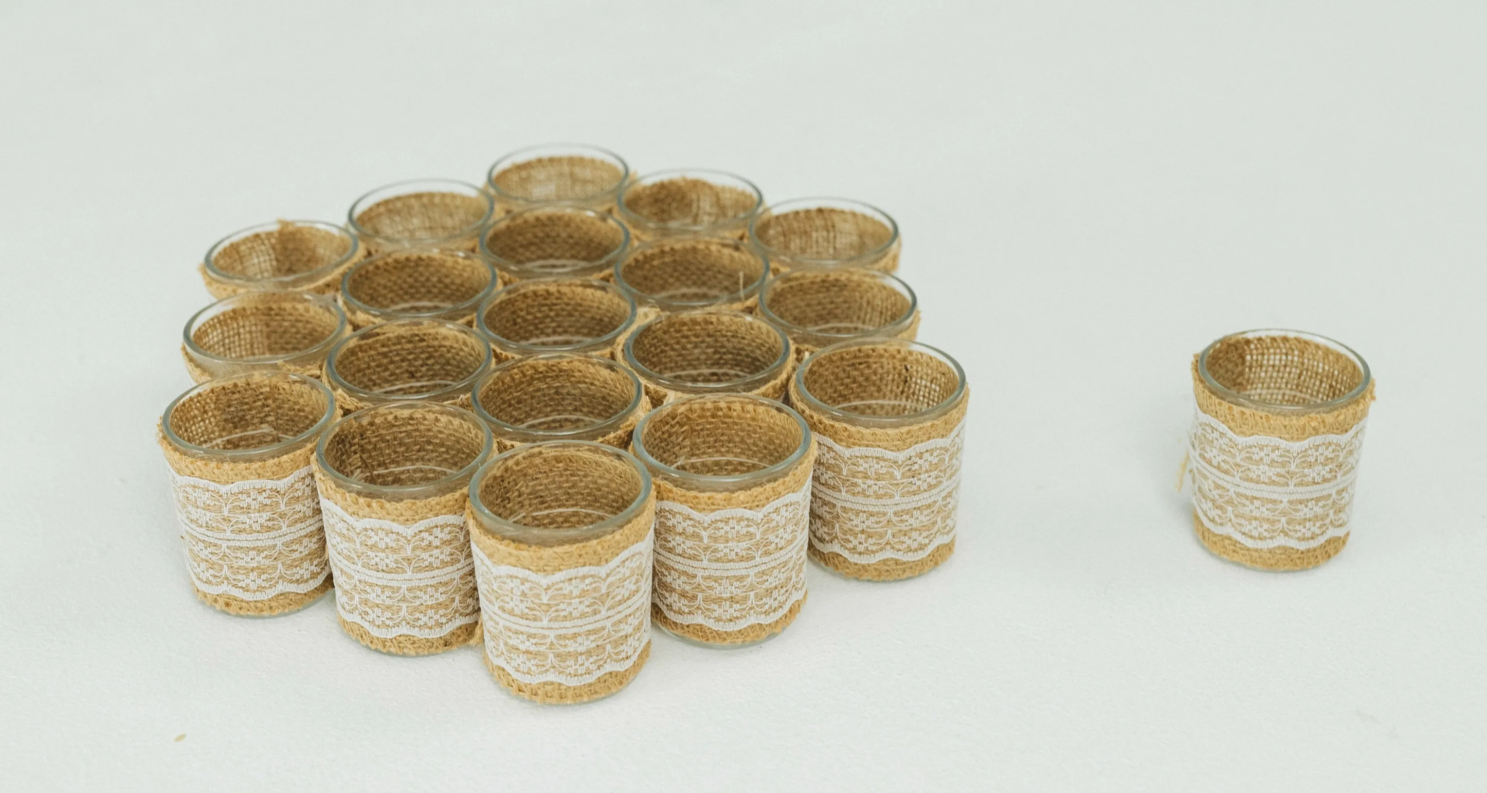 Burlap & Lace Votive Candle Holders (Qty. 20) 