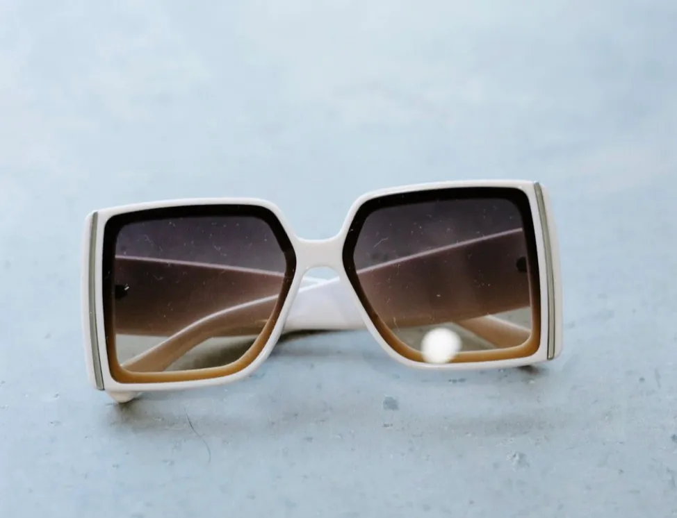 White with Tinted Brown Shades Sunglasses