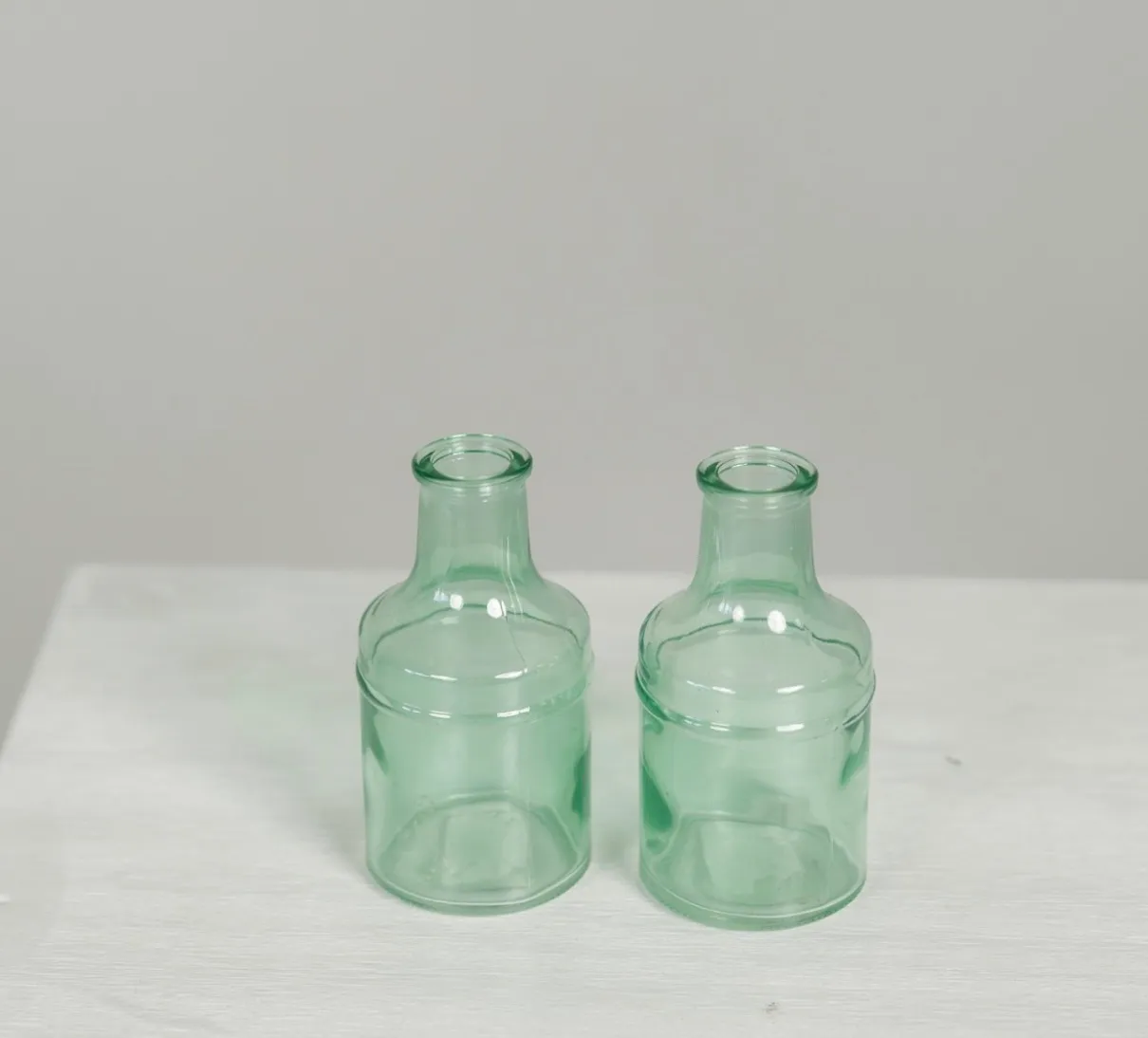 Green Glass Bottle Bud Vases