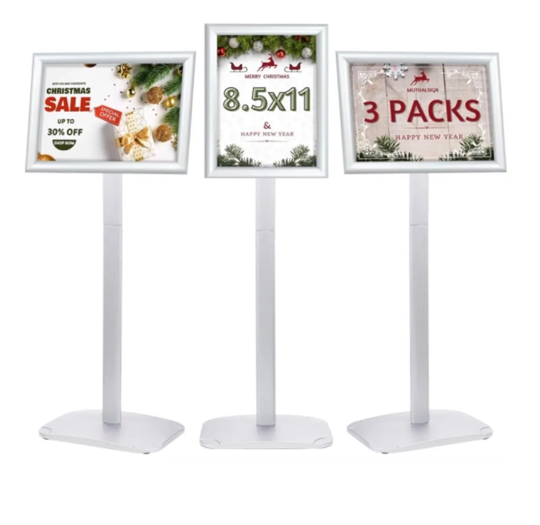 Heavy Duty Pedestal Sign Holder for Display, 8.5 x 11 inches (Qty:3)