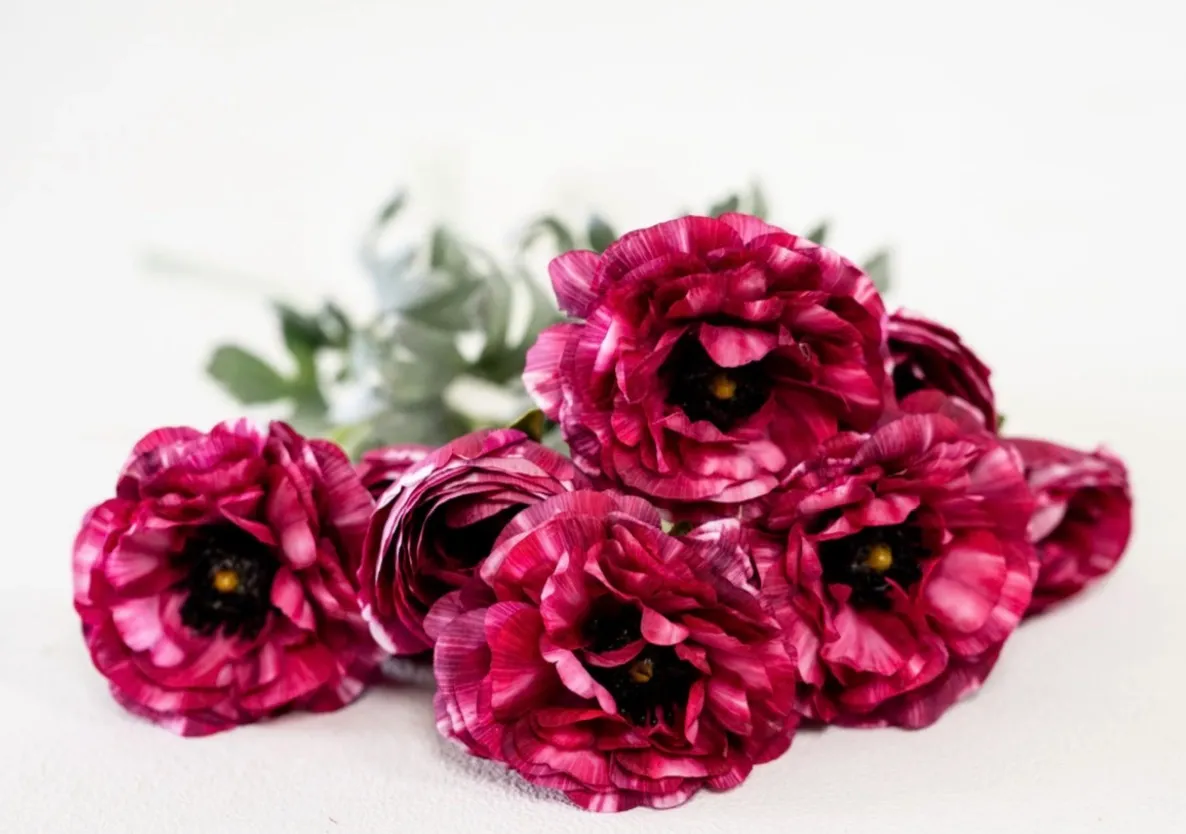 Deep Burgundy Pink Florals