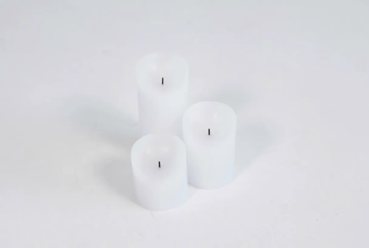 Three Piece White Flameless Candles