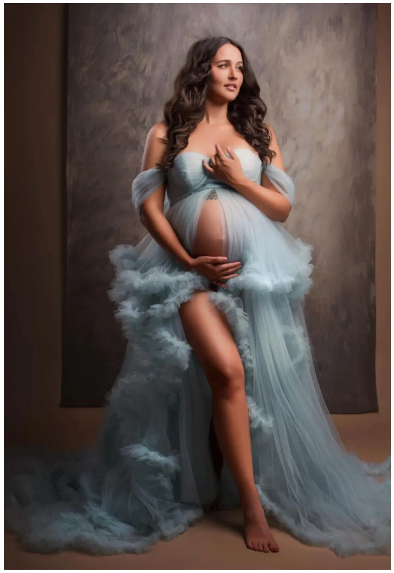 Light Blue Dress with Ruffles