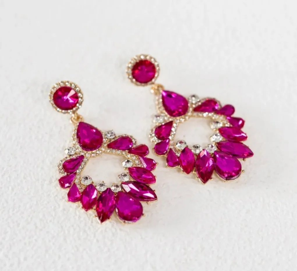 Pink Rinestones Earrings