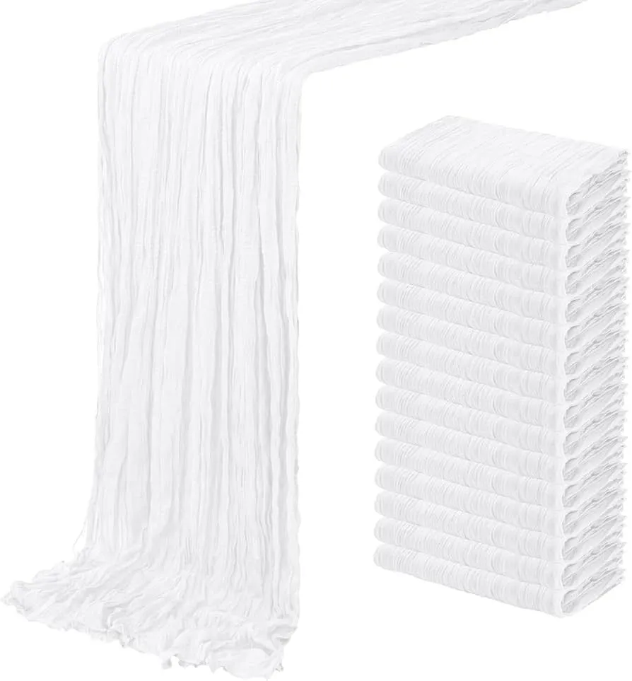 20 Ft Cheesecloth Table Runners (White) 