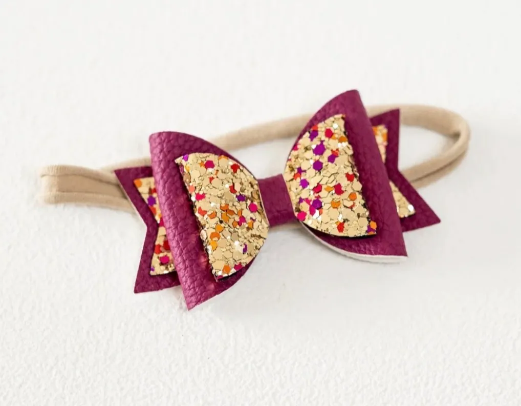 Gold & Burgundy Sparkle Headband