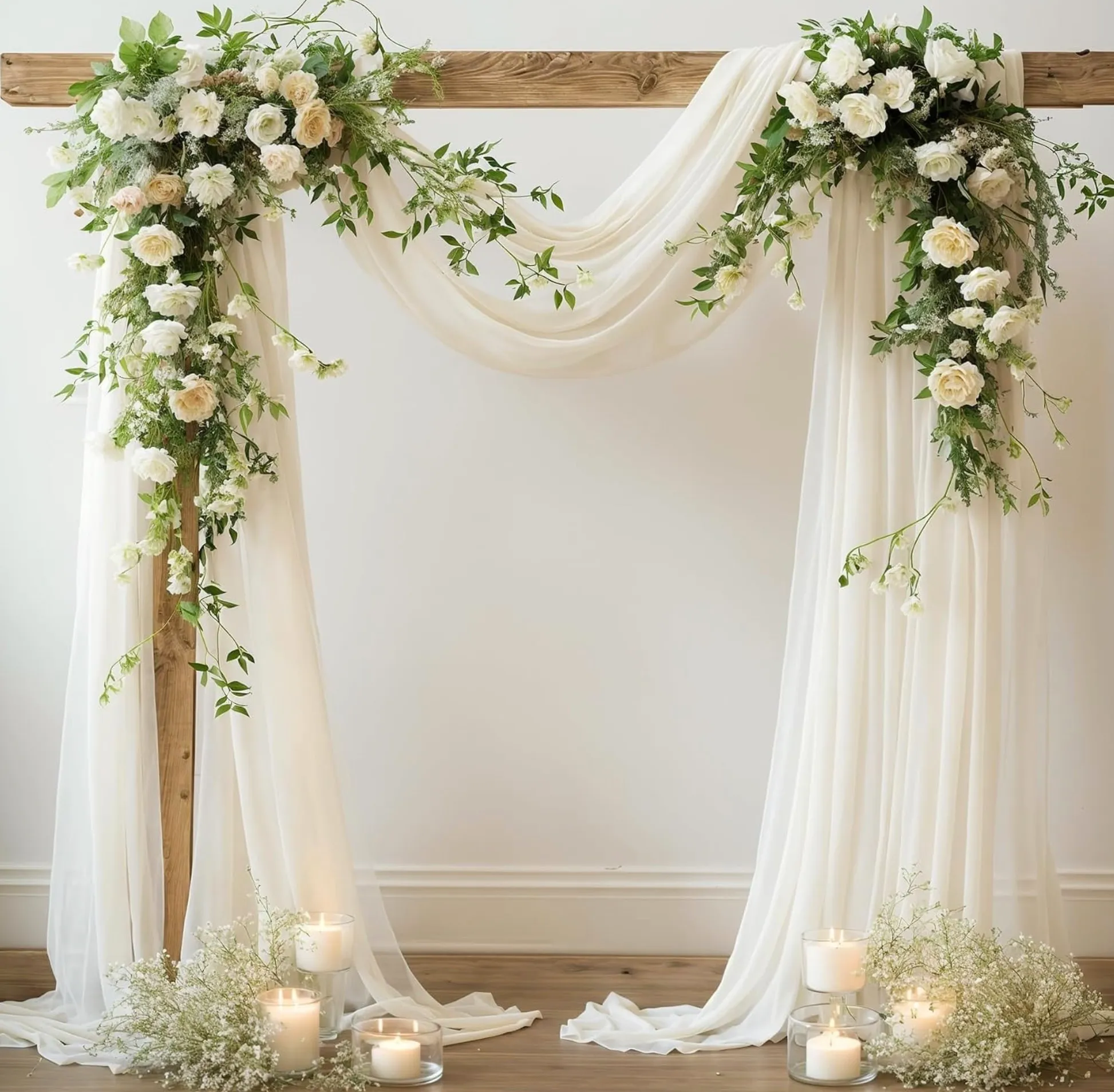 Beige Sheer Draping Curtains 