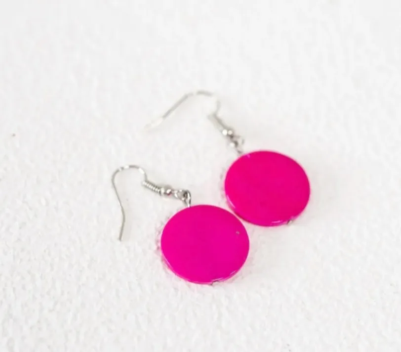Pink Circle Earrings