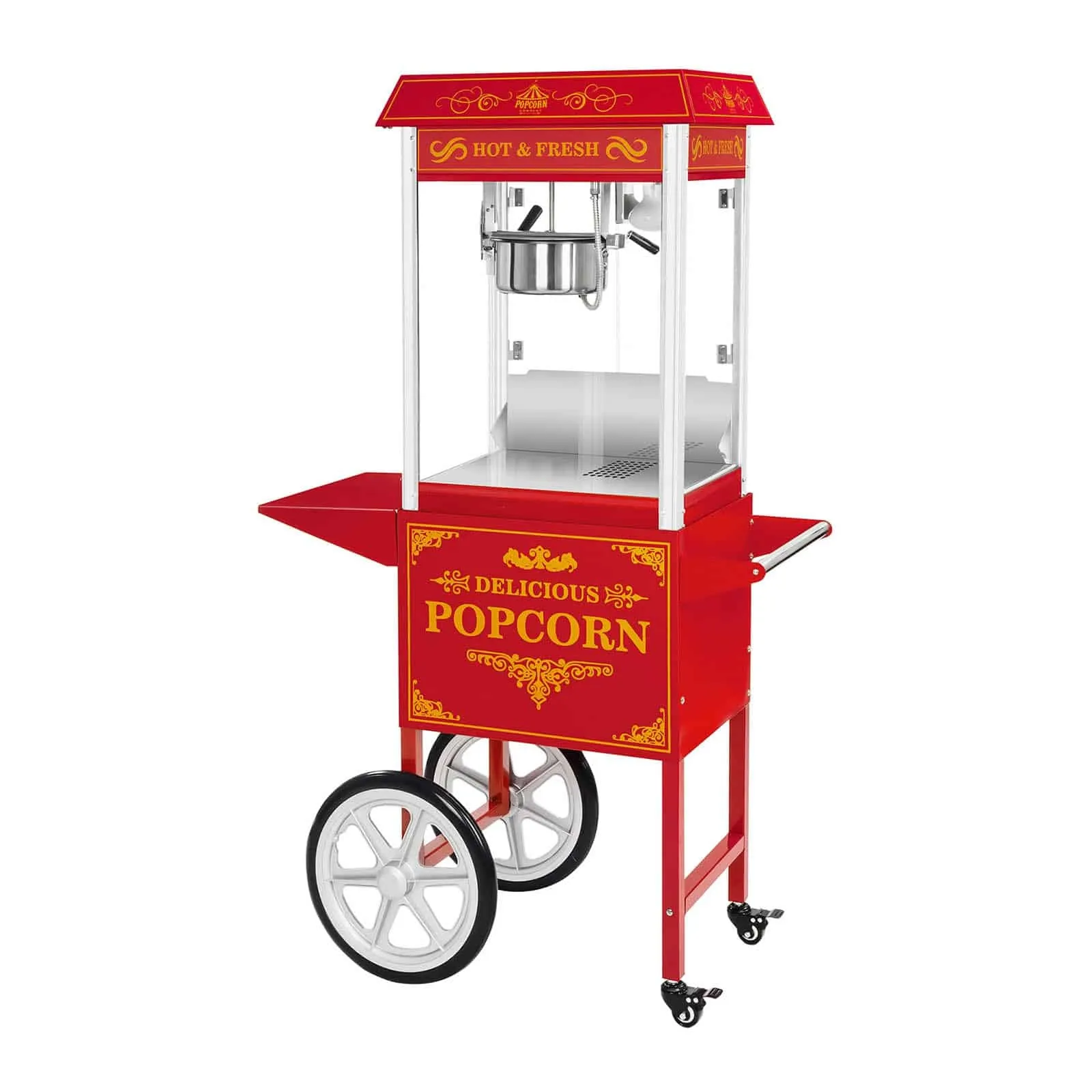 Popcornmaschine Retro-Design mit Wagen (rot)