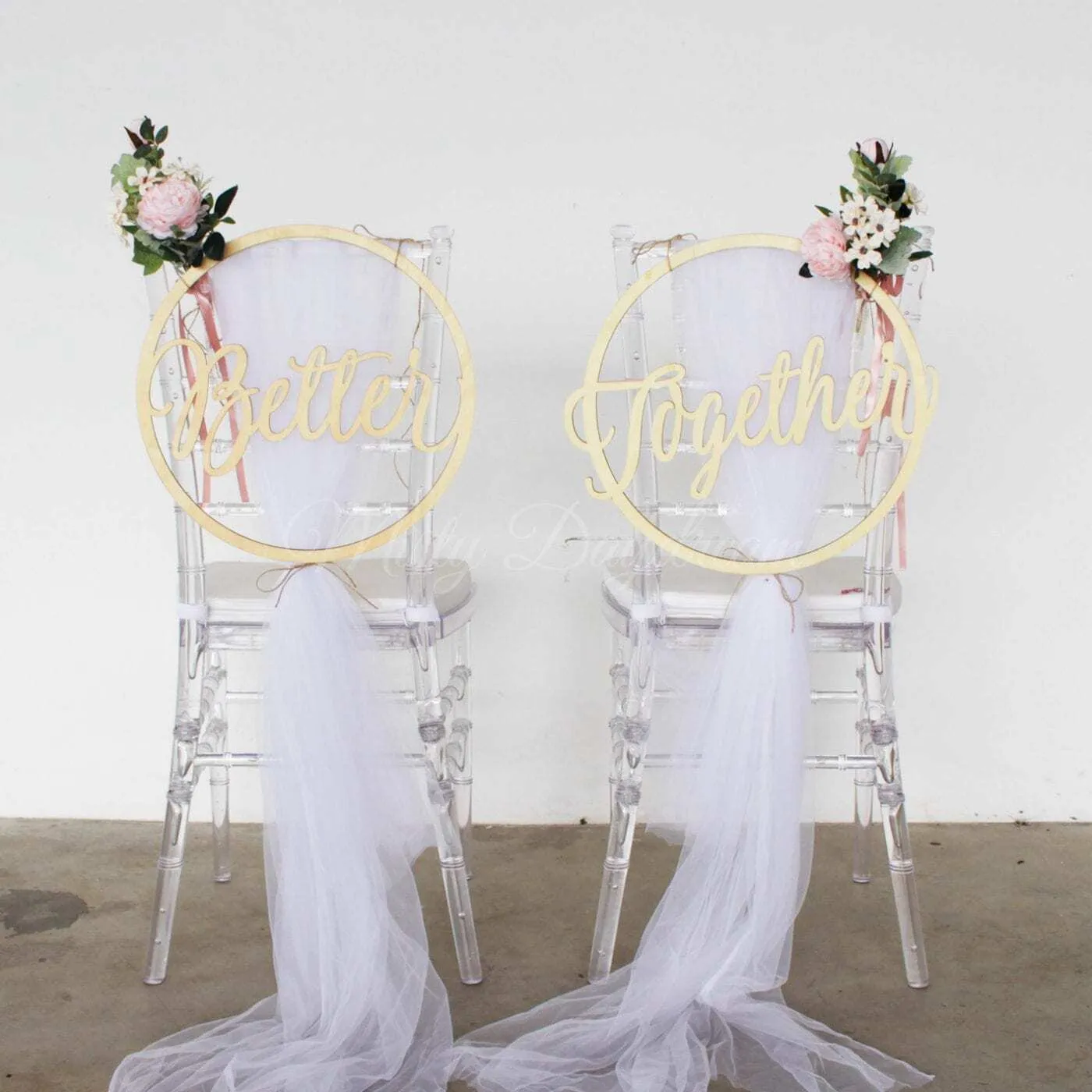 Circular Set sign for wedding chair or anniversary, or business partner party "better together''