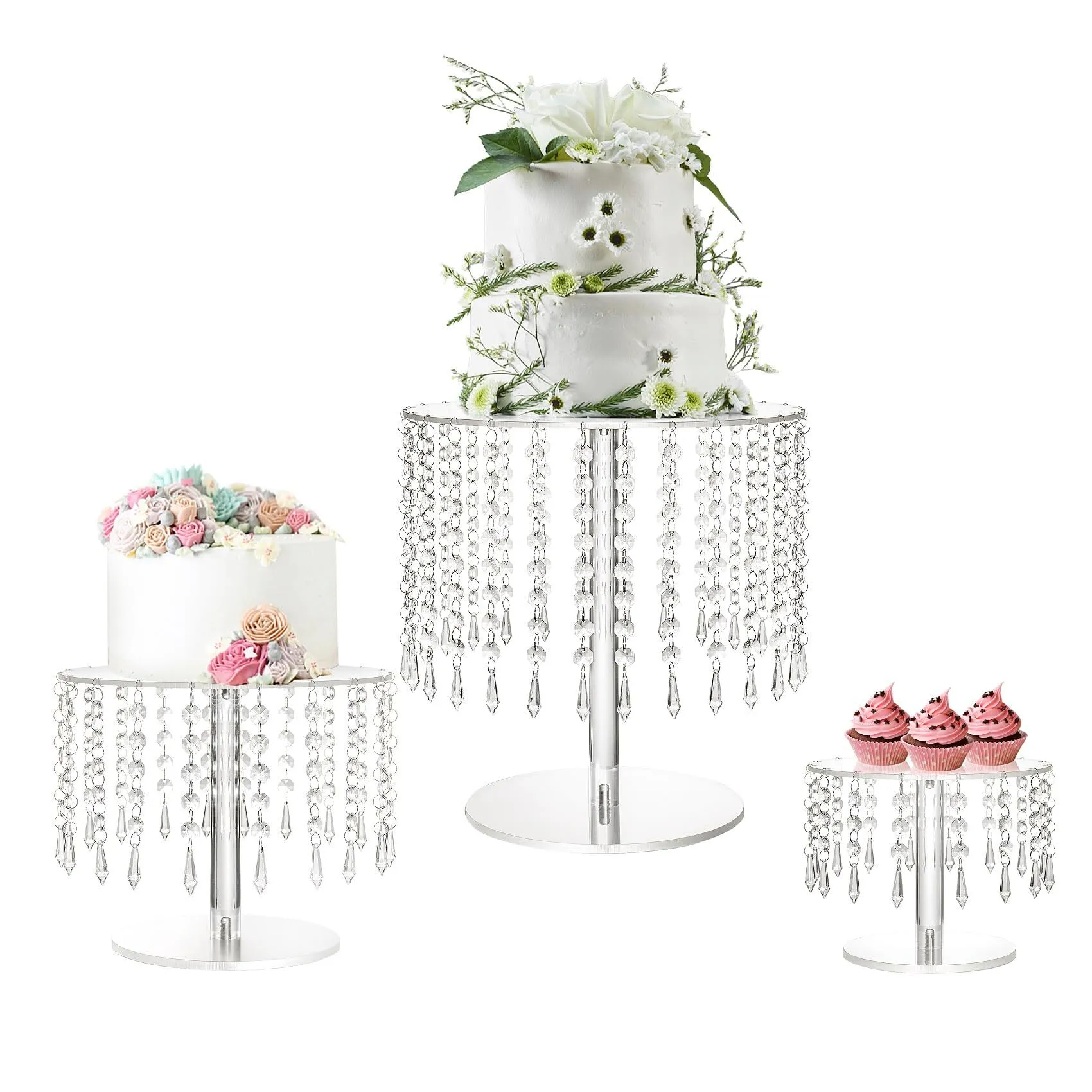 3Pcs Crystal Cake Stand
