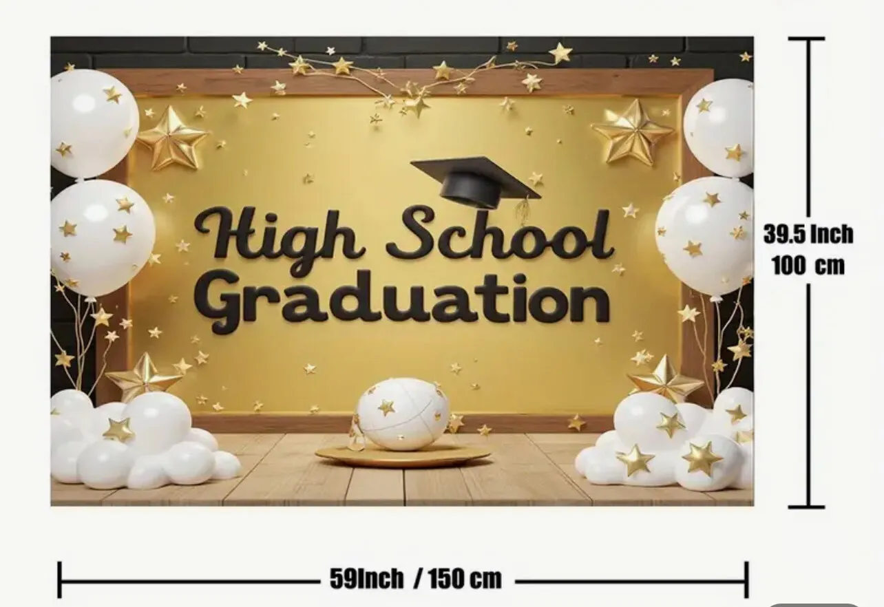 BackDrop High School Graduation 2D Stereoscopic 90.5Inch x70.8 inch