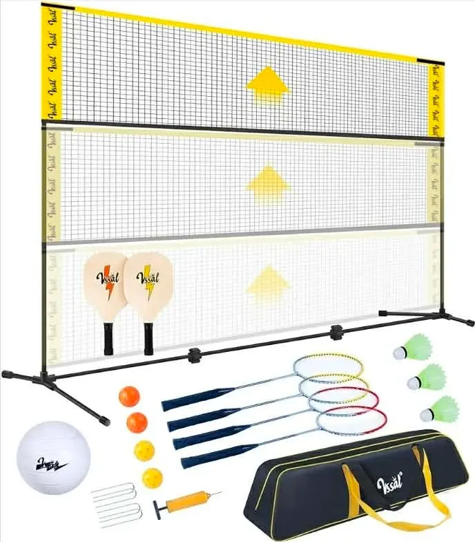 Complete Volleyball/Badmitten/Pickleball Set