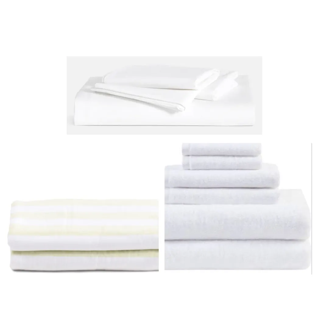 King Deluxe Bundle (Linen Set/2 Bath Towel Sets, 2 Beach Towels)