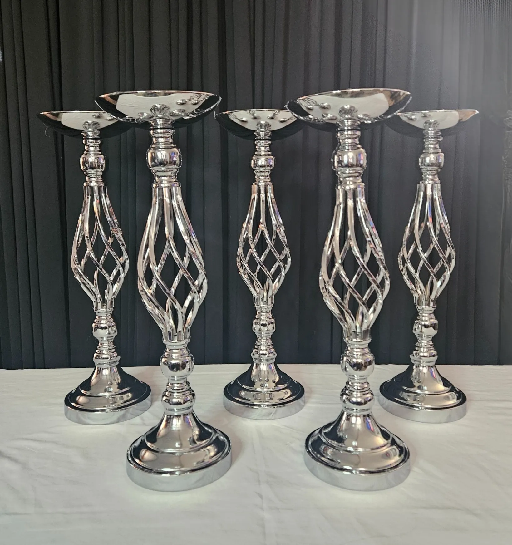 Silver Crystal Pedestal Centerpiece Stand