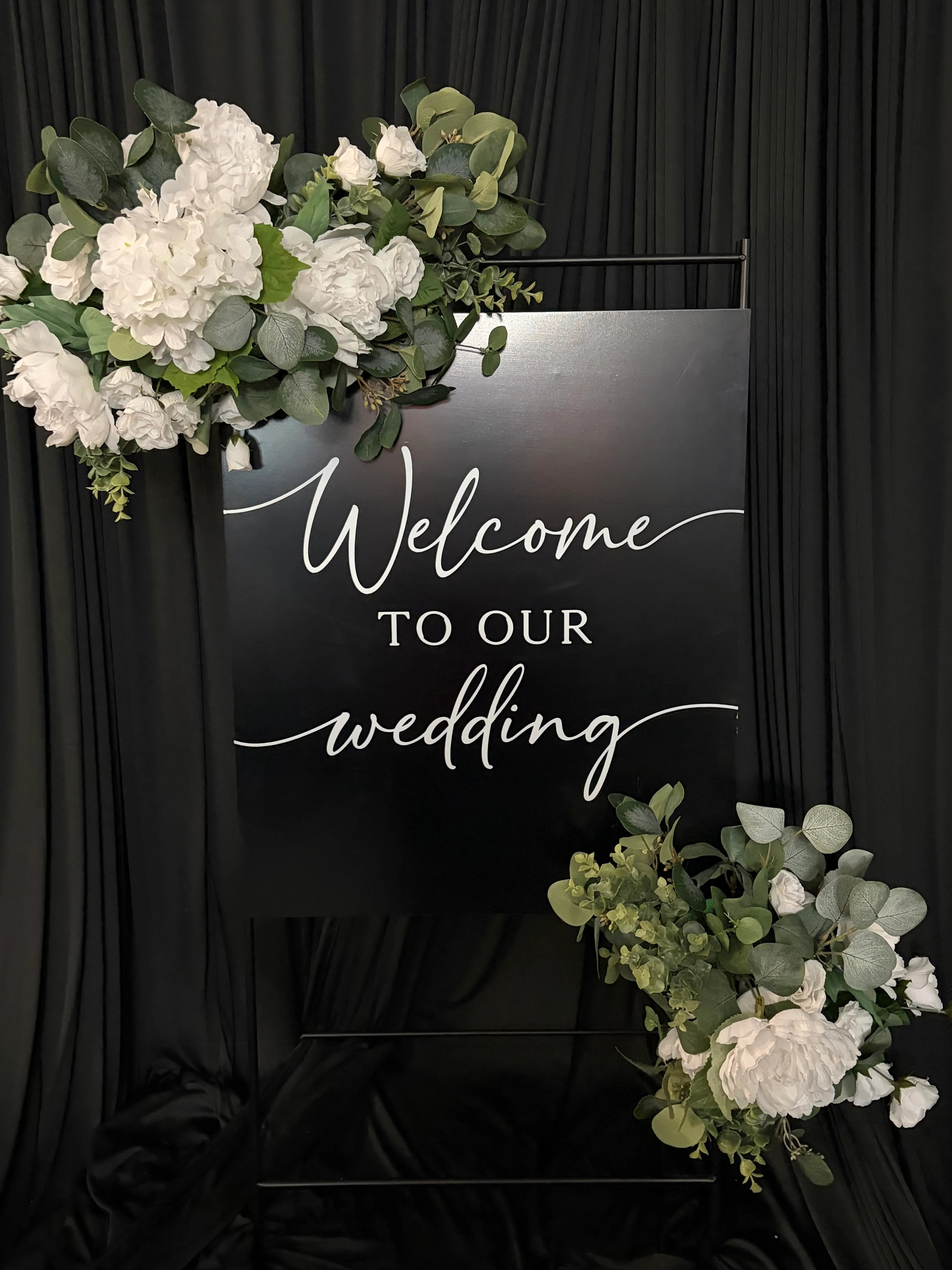 Welcome to Our Wedding Sign with Floral Accents