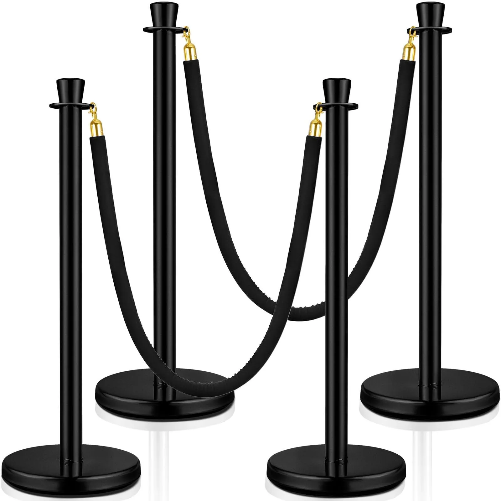 Crowd Control Stanchions Black & Black Ropes