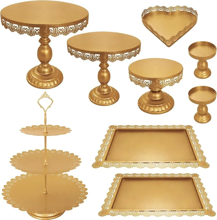 9 Pieces Gold Dessert Set