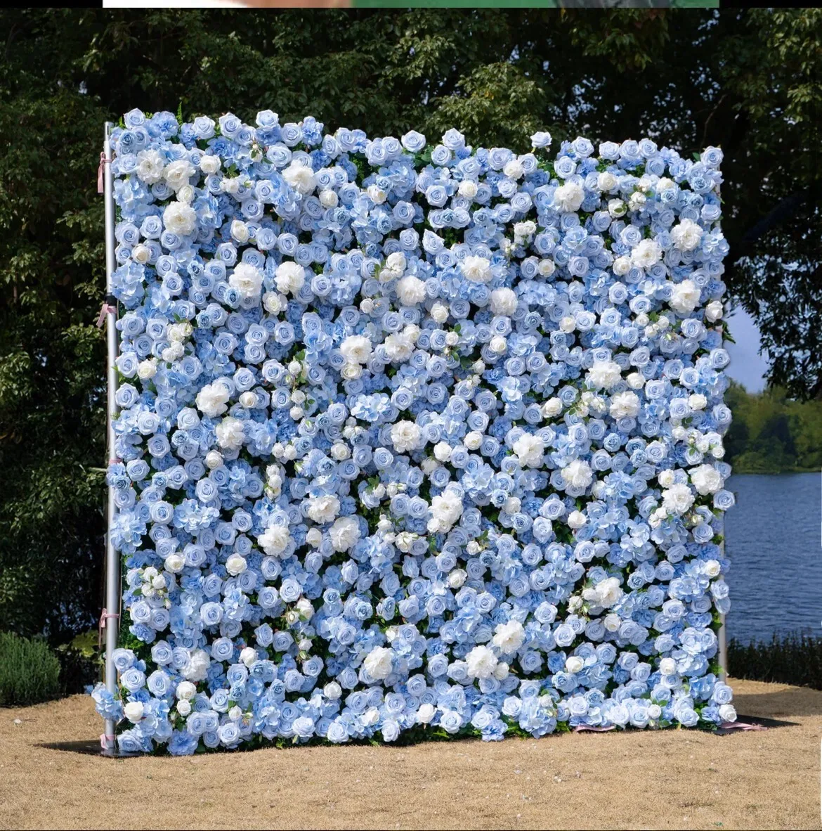 Baby Blue & White Luxury Flower Wall