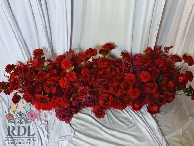 3ft Red Floral Runner 