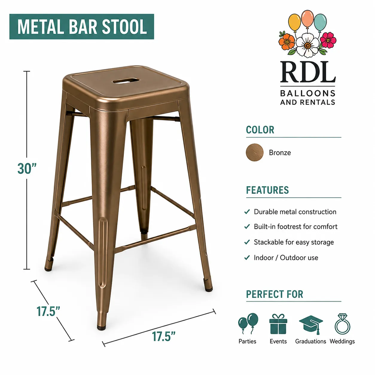 30" Metal Bar Stool 